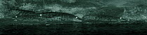 Four nile crocodiles (Crocodylus niloticus) resting at night on the banks of the Mara River, Masai Mara, Kenya. Image taken with infared camera, without any visible artificial light, on location for N...