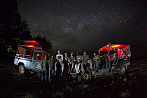 Ammonite night filming crew on location for National Geographic Nighstalkers, Yala National Park, Sri Lanka, 2010. *THIS IMAGE CAN ONLY BE USED IF NATIONAL GEOGRAPHIC NIGHTSTALKERS IS REFERENCED*