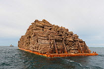 A barge full of logs. Illegal timber is brought into Sarawak from Kalimantan by both land and sea. Illegal logging in protected areas involves a complex network of people from all walks of life. The i...