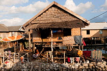 Bajau village Sama Bahari in Kaledupa, totally reclaimed from the sea with a foundation made of mined coral. Indonesia, November 2009.