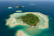Aerial view of Schumann Island in Kimbe Bay. West New Britain, Papua New Guinea, October 2008.