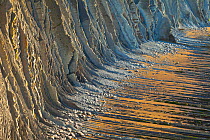 Flysch - a sequence of sedimentary rocks. Sakoneta beach, Deva, Gipuzkoa, The Bay of Biscay, Spain, June.