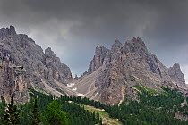 The mountain range Gruppo dei Cadini di Misurina in the Dolomites, Italy, July 2010.