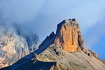 The mountain Torre dei Scarperi in the Dolomites, Italy. July 2010.