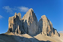 The peaks of the Tre Cime di Lavaredo / Drei Zinnen. Dolomites, Italy, July 2010.