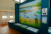 Bird identification chart at the Anglian Bird Watching Centre, Rutland Water, Rutland, UK, April 2011