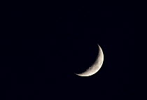 Crescent moon over the Solway Firth, Cumbria, UK, 8th April 2011