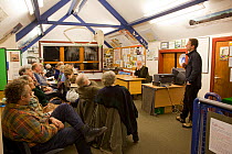 Mark Hamblin speaking to Assynt Field Club, Lochinver, Inverpolly, Sutherland, Highlands, Scotland, UK, January 2011