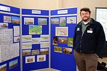 An event to introduce the local community to the RSPB Wallasea Wild Coast Project. Project manager, Chris Tyas, explains the project to visitors and the plans for the future of Wallasea Island, Essex,...