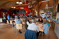 Cafe inside the Scottish Seabird Centre in North Berwick showing economic benefits of presence of Bass Rock, Firth of Forth, Scotland, UK, July 2010