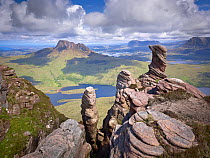 View from summit of Sgorr Tuath, sandstone pinnacles, Assynt mountains, Highland, Scotland, UK, June 2011. 2020VISION Exhibition. 2020VISION Book Plate. Did you know? Despite being one of the most nor...