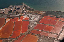 Aerial view of the commercial salt works, Berre, Camargue, Provence, France July 2010
