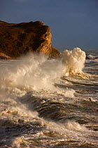 Stormy seas at Man O' War Bay, Jurassic Coast, Dorset, England, November 2009.