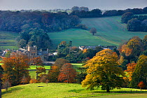 Minterne House set in autumn fields. Minterne Magna, Dorset, England, November 2010.