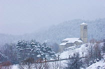 The small village of Fanlo in Ordesa National Park in winter. Aragon, Huesca, Pyrenees, Spain, February 2006.