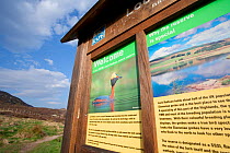 Interpretation panels at RSPB Loch Ruthven reserve, Highland, Scotland, UK, May 2008