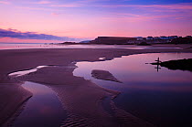 Summerleaze beach, looking towards Crooklets, after sunset. Bude, north Cornwall, UK, July 2011.