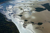 Aerial photo of traditional fish traps, Kosi Bay, KwaZulu Natal, South Africa, June 2010