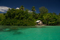 House on stilts in Marovo Lagoon, Solomon Islands, Melanesia, November 2008.