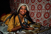 Snake Charmer with cobra and other snakes, Jaipur, Rajasthan, India, December 2007, Model Released