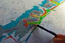 Nautical chart of the South Shetland Islands, South Atlantic, November 2008. Taken on location for the BBC series, Frozen Planet.
