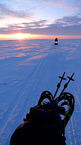 Travelling across Northern Canada on skidoos, Arctic circle, Taken on location for BBC Frozen Planet series, 2009