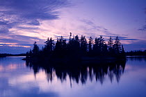 Sunset at Little Saganaga Lake in the Boundary Waters Canoe Area Wilderness, Minnesota, USA, May 2010