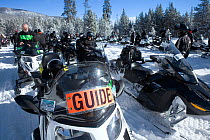 Tourist snowmobiles at the Norris Geyser Basin, Yellowstone National Park, Wyoming, USA, February 2011