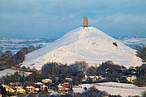 Glastonbury Tor in winter from Walton, Somerset, UK, December 2010