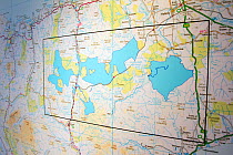 Map of Forsinard Flows National Nature Reserve, Forsinard Flows RSPB visitor centre, Flow Country, Sutherland, Scotland, UK, June 2011