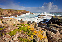 Rocky coastline and stormy sea near Point of Stoer, Assynt, Sutherland, NW Scotland, UK, October