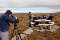 2020 Vision photographers being interviewed at RSPB Forsinard Flows, Caithness, Highland, Scotland, UK, June 2011, Peter Cairns, Lorne Gill, Fergus Gill, Mark Hamblin, Rob Jordan