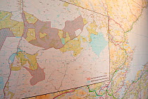 Map at the Visitor Centre, RSPB Forsinard Flows reserve, The Flow Country, Caithness, Highland, Scotland, UK, June 2011