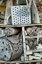 Bug house, designed to encourage insects / wildlife at Denmark Farm Conservation Centre, Lampeter, Wales, UK. June 2011.