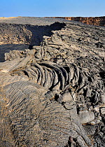 Aerial view of solidified lava from the Erta ale volcano (the smoking mountain) in the Afar desert, Northern Ethiopia, February 2009