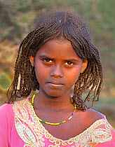 Young Afar girl, Bere Ale village, Ethiopian highlands, Rift valley, Ethiopia, Feburary 2009