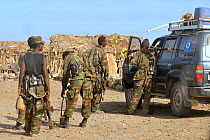 Military escort at Ahmed Ila village for travellers to Lake Karoum, Danakil depression, North Ethiopia, February 2009