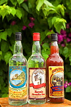 Bottles of rum from River Antoine Rum Distillery, the oldest rum distillery in the Eastern Caribbean.  Grenada, West-Indies, Caribbean, May 2009.