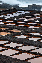 Evaporation ponds for production of salt. La Palma Island, Canary Islands, Spain, February 2010.