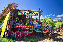 Fruit stand on the Hana Highway, Maui, Hawaii. Three image were combined for this photograph.