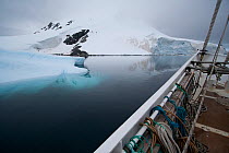 'Golden Fleece', ship used as base for the film crew on location for BBC Frozen Planet series, off Northern tip of the Antarctic peninsula, Antarctica, January 2009