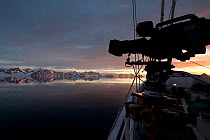 Camera on board The Golden Fleece (base ship for BBC film crew) passing up the coast of the Antarctic Peninsula, Antarctica, January 2009, Taken on location for BBC Frozen Planet series