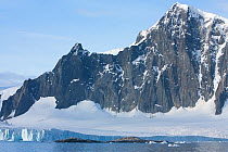 Coastal landscape, Antarctic Peninsula, Antarctica, January 2009,  Taken on location for BBC Frozen Planet series, January 2009