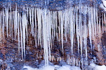 Frozen ice at waterfall, Colorado, USA, December