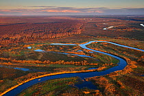 The Emajogi river meandering through lowland landscape. Estonia, Europe, October 2010.