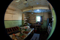 Inside abandoned research station on Detaille Island, Antarctica, February 2009, Taken on location for BBC Frozen Planet series