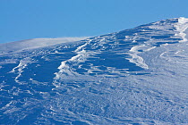 Windblown ice slope on Antarctic Peninsula, Antarctica, February 2009, Taken on location for BBC Frozen Planet series