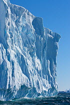 Cliff at edge of tabular iceberg, Antarctica, February 2009, Taken on location for BBC Frozen Planet series