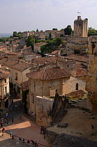 View of St Emilion Village, wine town. Bordeaux region, Gironde, Aquiraine, France. June.