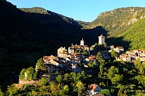 Peyreleau medieval village. Gorge de la Jonte, Causse, Cevennes, Massif Central, Ayeyron, France, September 2011.